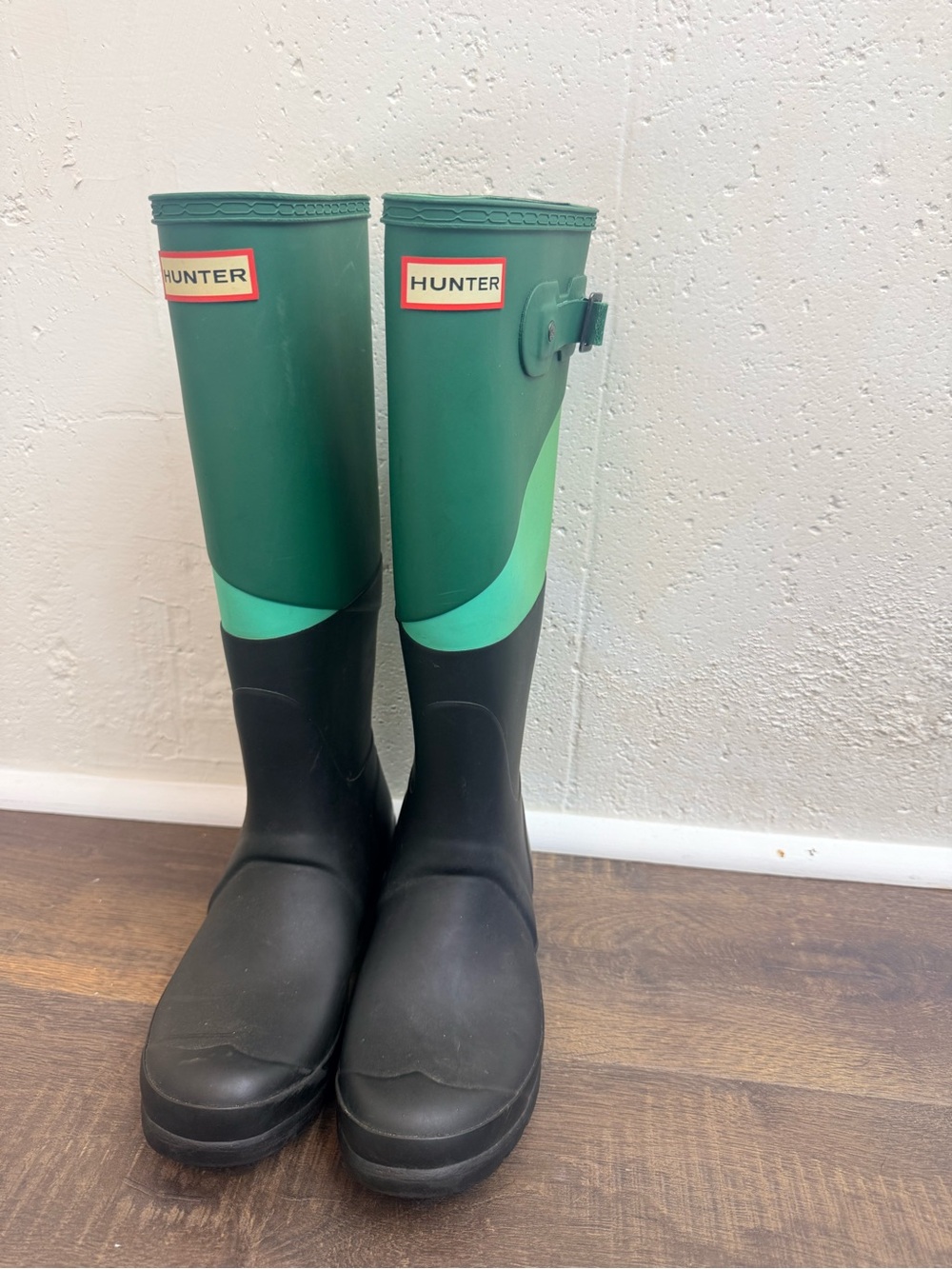 Hunter Two-Tone Green Tall Rain Boots